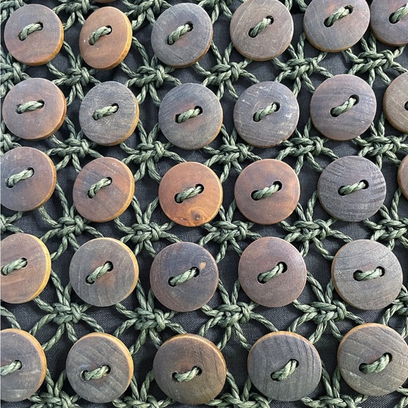 CAPELLI Straworld Shoulder bag Macrame BUTTON Purse Green / Brown - Picture 5 of 8